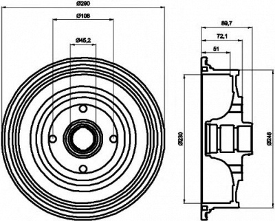 HELLA PAGID 8dt355301601 -  Тормозной барабан
